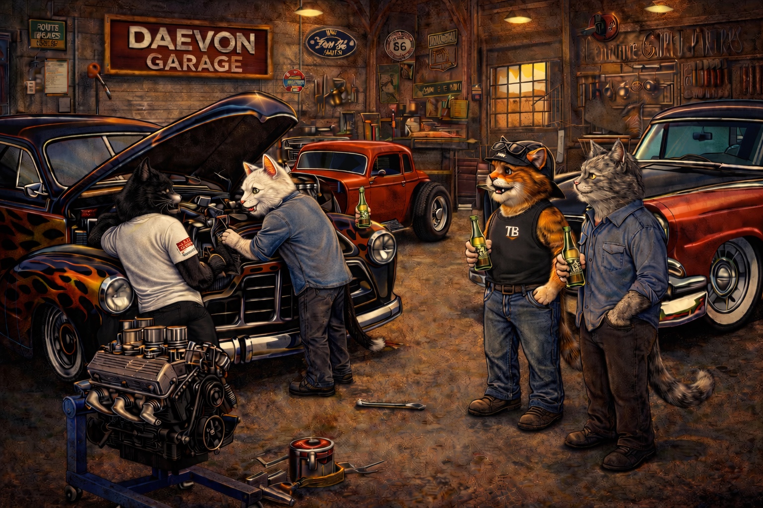 TB garage crew scene