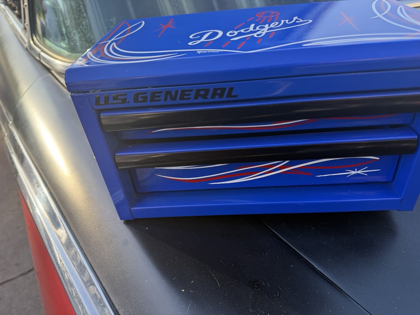 Blue Dodgers toolbox, view 2